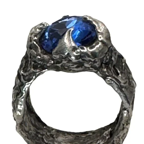 Artisan Cushion 10mm Crystal Boho Ring Crafted with Silver Blend Metalwork Sz 7 - Picture 14 of 17